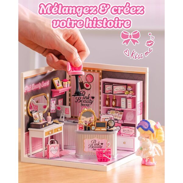 Rolife Super Creator Pink Beauty Store - Casa Miniatura DIY con Luci, senza Colla