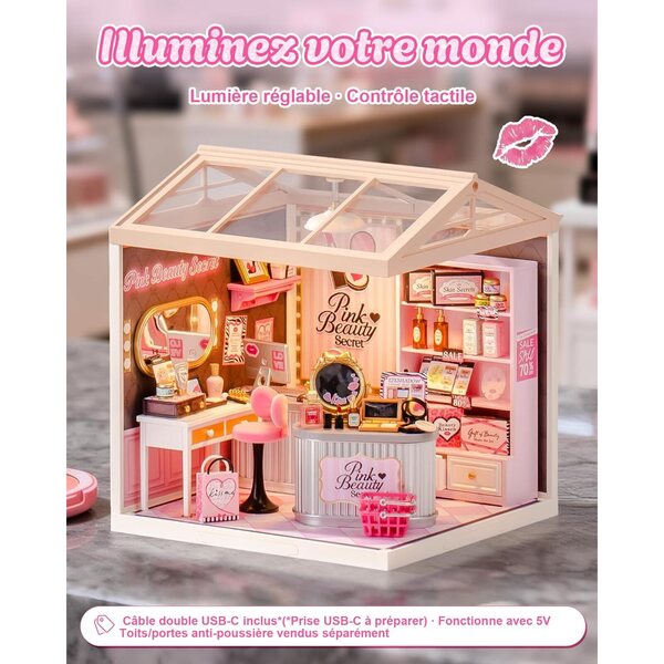 Rolife Super Creator Pink Beauty Store - Casa Miniatura DIY con Luci, senza Colla
