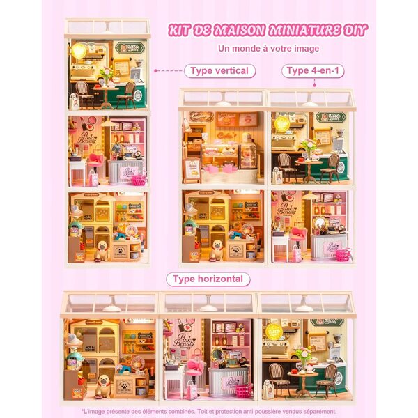 Rolife Super Creator Pink Beauty Store - Casa Miniatura DIY con Luci, senza Colla