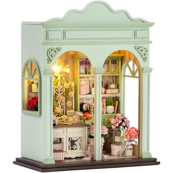 Miniatur-Puppenhaus-Bausatz im Maßstab 1:24 mit LED, Puzzle und kreativen Möbeln