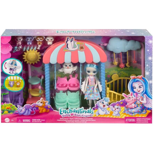 Enchantimals-Kinderzimmerset mit Starley Stork-Puppe und 4 Tieren