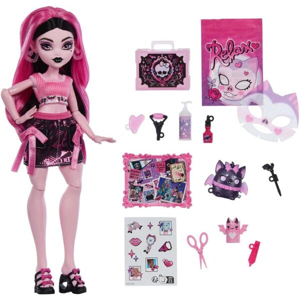 Monster High Draculaura Cofanetto Secrets De Beauté con 13 Accessori Interattivi