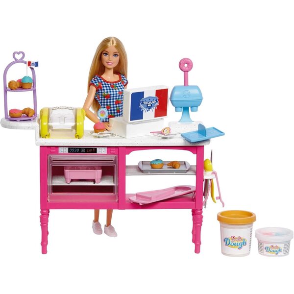 Barbie Cofanetto Pasticceria It Takes Two con 18 Accessori e 3 Colori di Pasta Modellabile