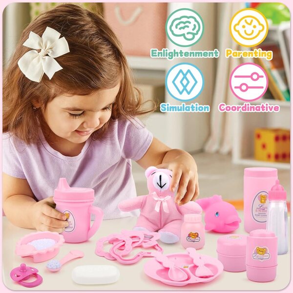Set 40 Accessori per Bambole deAO con Vestiti, Cibo, Peluche e Giochi da Bagno