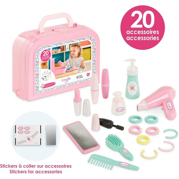 Corolle Ma Petite Valise Beauté: Set Completo 20 Accessori per Prima Messa in Bellezza dai 18 Mesi