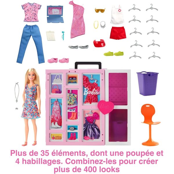 Barbie Dressing Deluxe 60cm con Bambola, 30+ Abiti e Accessori, Gioco Bambini 3+