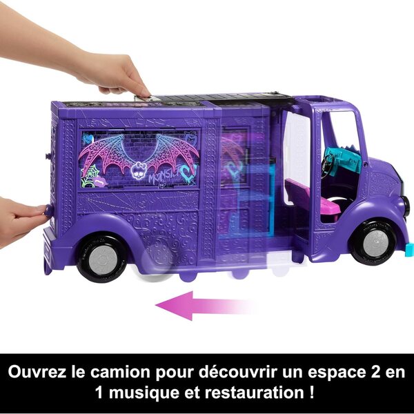 Monster High Tour Bus Rock con Draculaura e 13+ Accessori Musica e Cibo