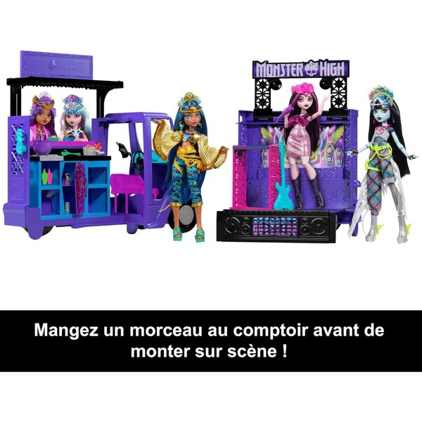 Monster High Tour Bus Rock con Draculaura e 13+ Accessori Musica e Cibo