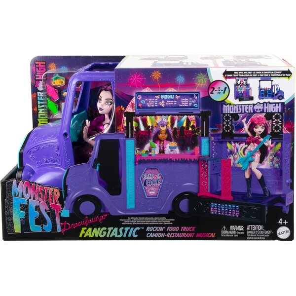 Monster High Tour Bus Rock con Draculaura e 13+ Accessori Musica e Cibo