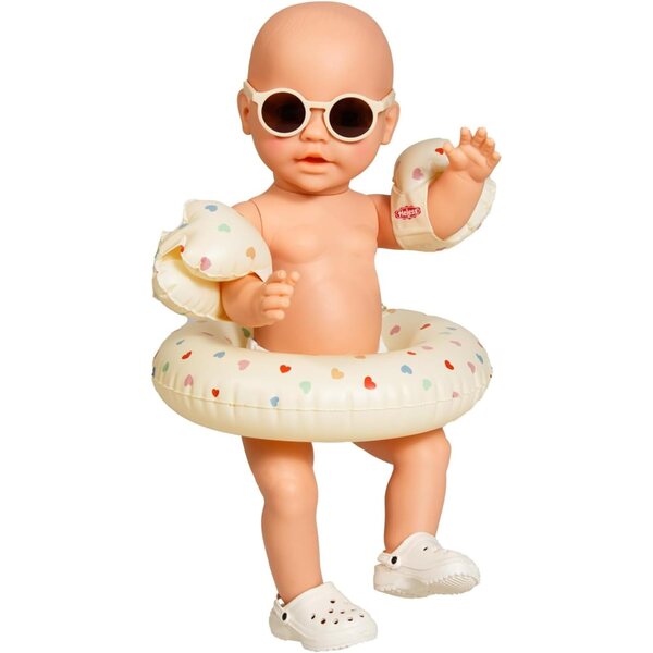 Heless beiges Badeset für 35–45 cm große Puppen mit Armlehnen, Hausschuhen und Sonnenbrille