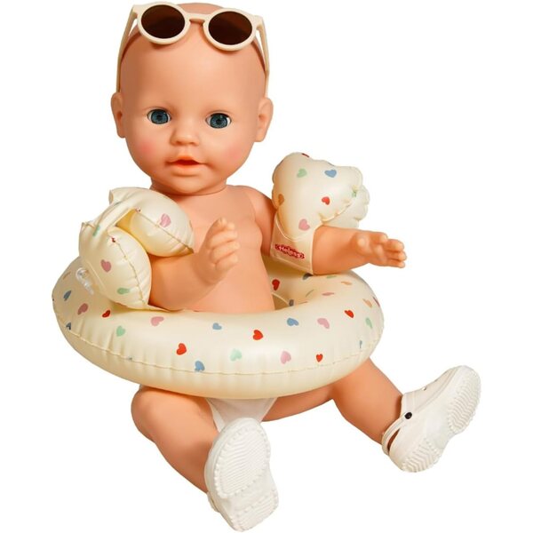 Heless beiges Badeset für 35–45 cm große Puppen mit Armlehnen, Hausschuhen und Sonnenbrille
