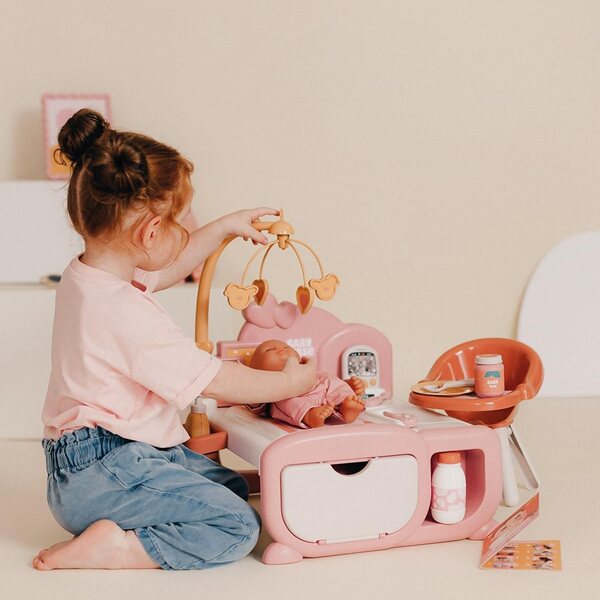 Nursery Cocoon Baby Nurse Smoby mit Zubehör für Puppen bis 42 cm, recycelt und hergestellt in Frankreich