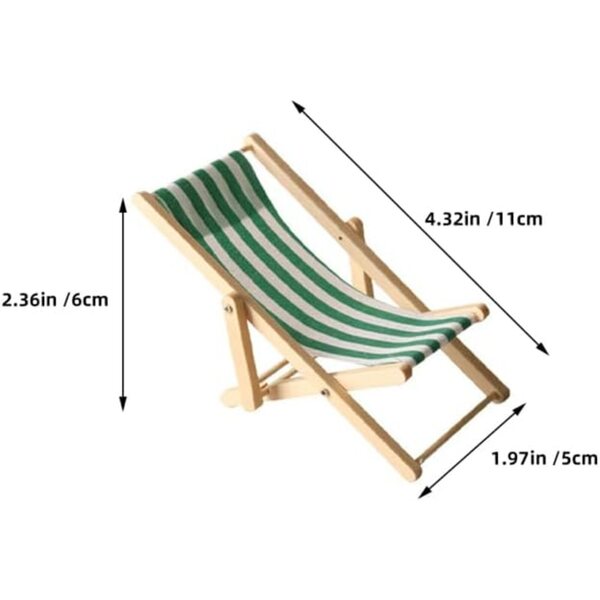Set 3 Sedie Spiaggia Miniature Pieghevoli in Legno 1:12 per Casa delle Bambole