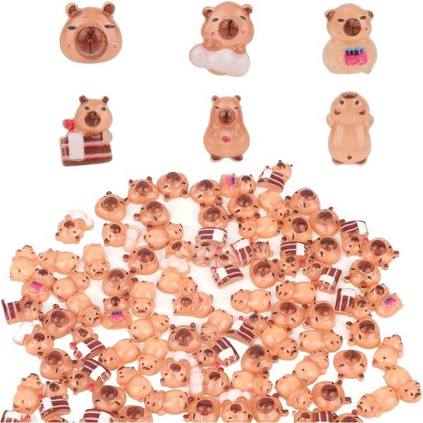 100 Mini Figurine Capybara in Resina - 6 Stili per Micro Paesaggi e Artigianato