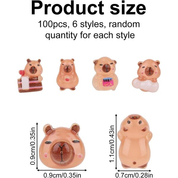 100 Mini Figurine Capybara in Resina - 6 Stili per Micro Paesaggi e Artigianato