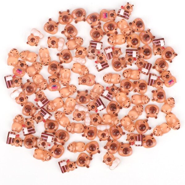 100 Mini Figurine Capybara in Resina - 6 Stili per Micro Paesaggi e Artigianato