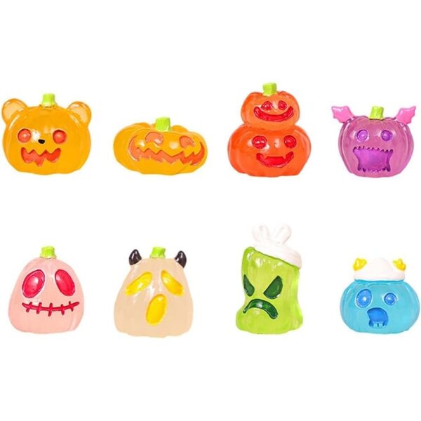 FACULX Set 17 decorazioni Halloween mini fosforescenti con fantasmi e zucche in resina