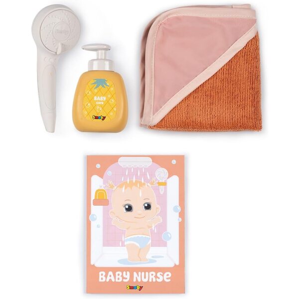 Smoby Baby Nurse Duschspielzeug für Puppen bis 40 cm mit Zubehör und funktionellem Pommeau