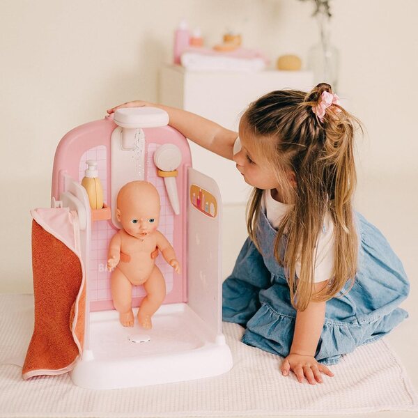 Smoby Baby Nurse Duschspielzeug für Puppen bis 40 cm mit Zubehör und funktionellem Pommeau