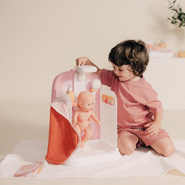 Smoby Baby Nurse Duschspielzeug für Puppen bis 40 cm mit Zubehör und funktionellem Pommeau