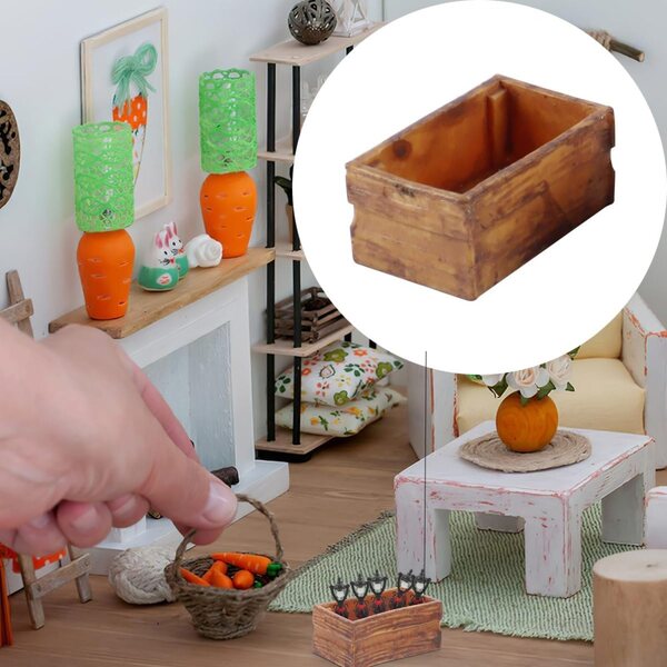 4 Miniatur-Holzkisten 1:12 für Puppenhäuser, praktische Deko-Accessoires
