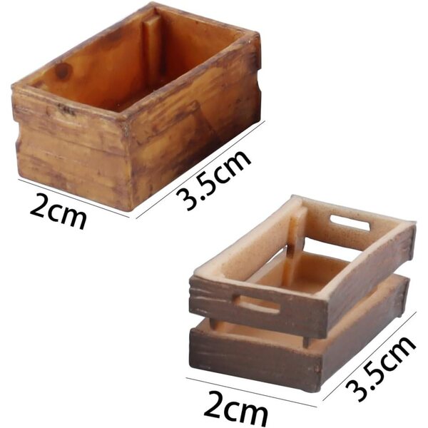 4 Miniatur-Holzkisten 1:12 für Puppenhäuser, praktische Deko-Accessoires