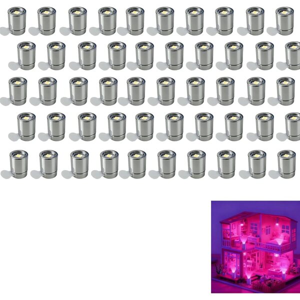 Mini batteriebetriebene LED-Leuchten für Heimwerker und Dekorationen, 50 Stück, lila-rosa Licht