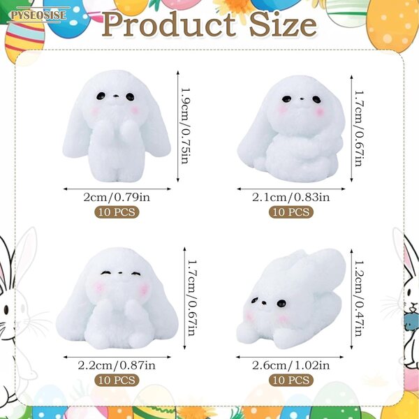 Figurine Miniatura Lapin 40 Pezzi in Resina per Decorazioni e DIY