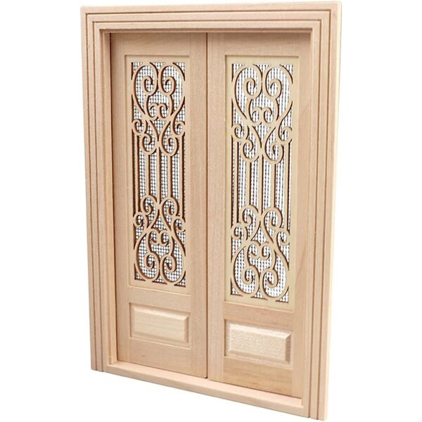 Porta Miniatura Vintage in Legno per Casa delle Bambole 1:12, Doppia Porta Intaglio