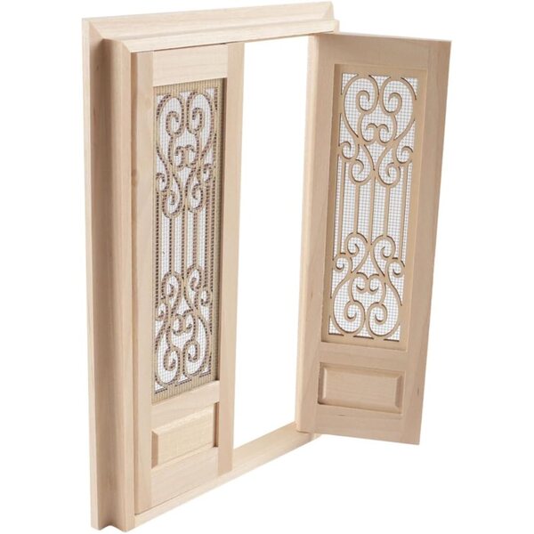 Porta Miniatura Vintage in Legno per Casa delle Bambole 1:12, Doppia Porta Intaglio