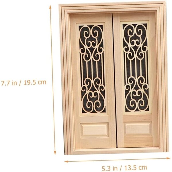 Porta Miniatura Vintage in Legno per Casa delle Bambole 1:12, Doppia Porta Intaglio