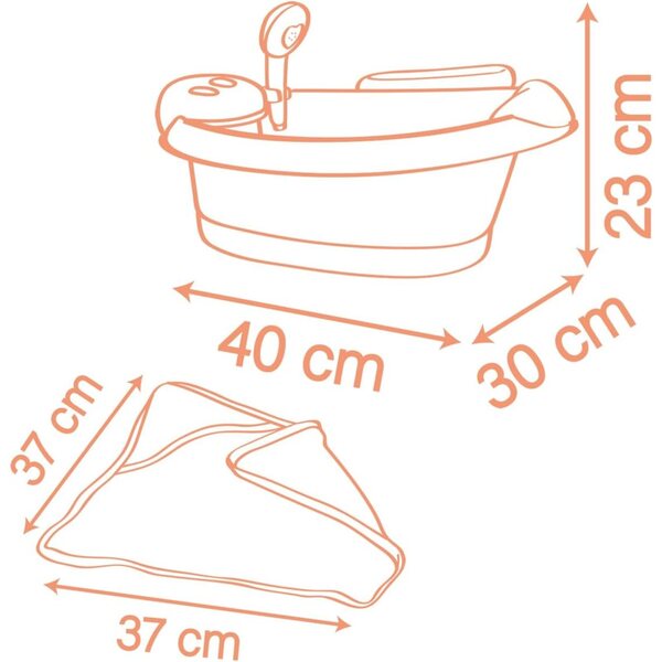 Smoby Baby Nurse Balneo-Badewanne für Puppen bis 42 cm mit Düsen, Blasen und LED-Lichtern