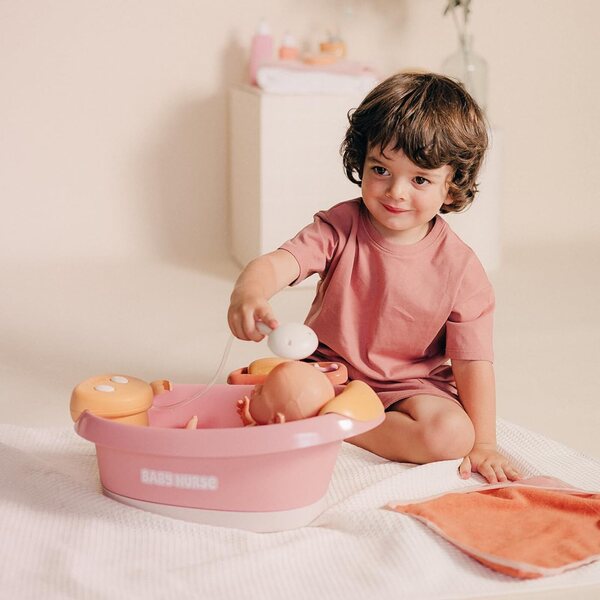 Smoby Baby Nurse Balneo-Badewanne für Puppen bis 42 cm mit Düsen, Blasen und LED-Lichtern