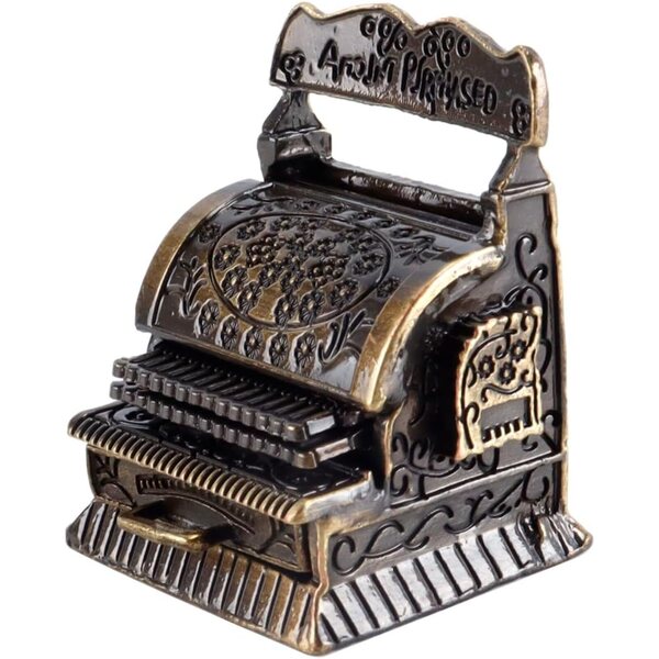 Cassa Registratrice Vintage Dorata Miniatura 1:12 con Cassetto Funzionante per Casa Bambole
