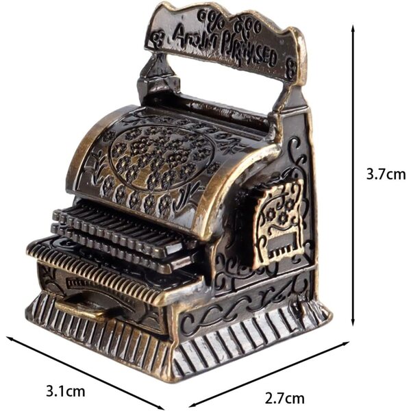 Vintage goldene Aufnahmebox Miniatur 1:12 mit funktionierender Schublade für Puppenhaus