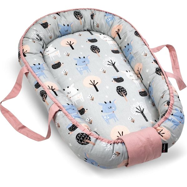 PinkZebra 2-in-1 Puppennest aus Baumwolle für Puppen bis 48 cm, Schlafsack und bequemes Bett