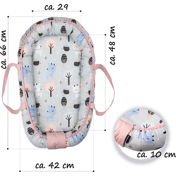 PinkZebra 2-in-1 Puppennest aus Baumwolle für Puppen bis 48 cm, Schlafsack und bequemes Bett