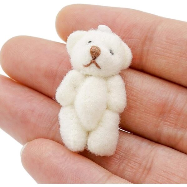 Miniatur-Plüschbär 1/12 Weiß für Puppenhäuser und Dioramen