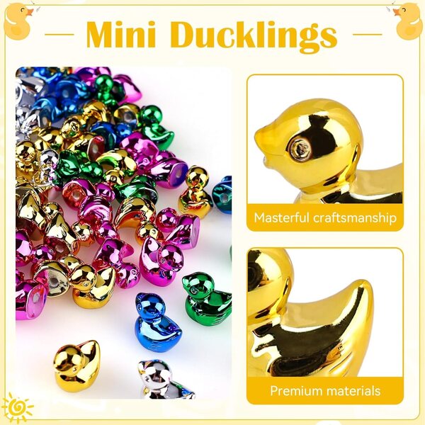 Set 100 Mini Breloques Canard in Resina Galvanizzata 5 Colori - Per Decorazioni e Bricolage