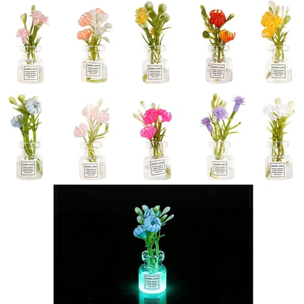 10 Fiori Miniatura Luminosi per Casa delle Bambole, Decorazioni Realistiche 1:12