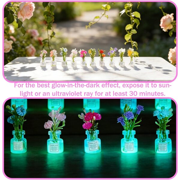 10 Fiori Miniatura Luminosi per Casa delle Bambole, Decorazioni Realistiche 1:12
