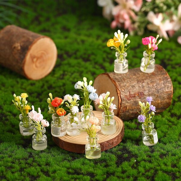 10 Fiori Miniatura Luminosi per Casa delle Bambole, Decorazioni Realistiche 1:12