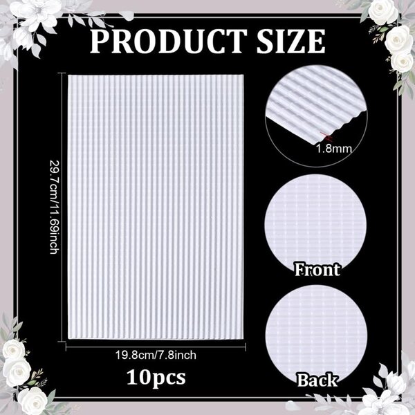 FINGERINSPIRE 10 Tegulette PVC Bianche 1/25 Impermeabili 297x198x1.8mm per Case Miniatura