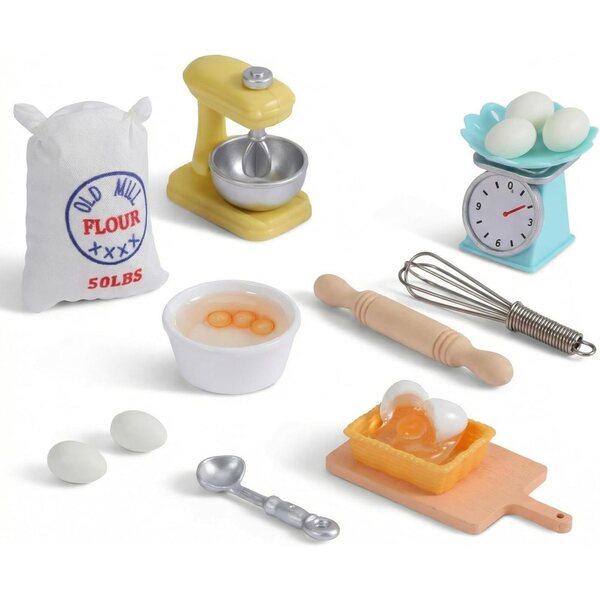 Kit mit 18 Miniatur-Küchenzubehörteilen 1:12 aus Kunstharz für Puppenhäuser