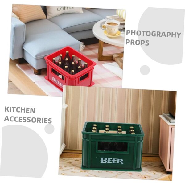 SUPVOX Set 2 Casse Miniature Birra e Bottiglie Realistiche per Casa delle Bambole