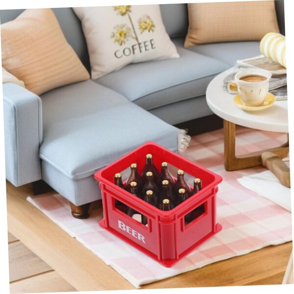SUPVOX Set 2 Casse Miniature Birra e Bottiglie Realistiche per Casa delle Bambole