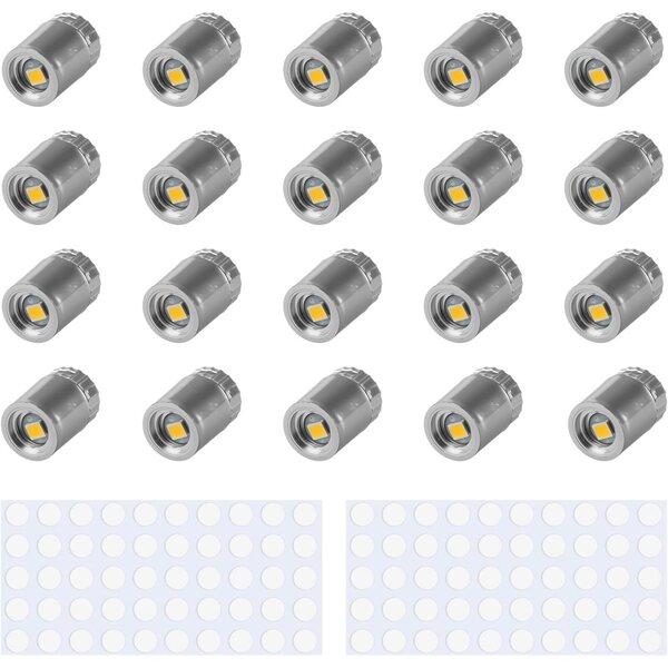 Kit 20 Mini Lampade LED Bianche Calde con 100 Pastiglie Adesive per Decorazioni