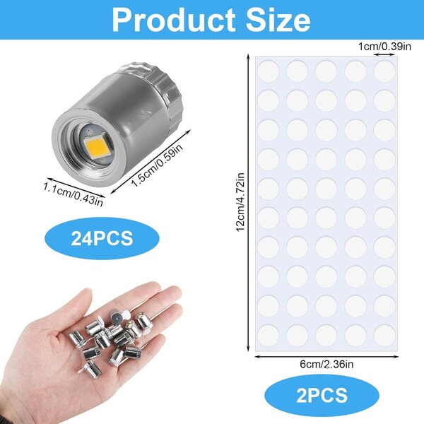 Kit 20 Mini Lampade LED Bianche Calde con 100 Pastiglie Adesive per Decorazioni