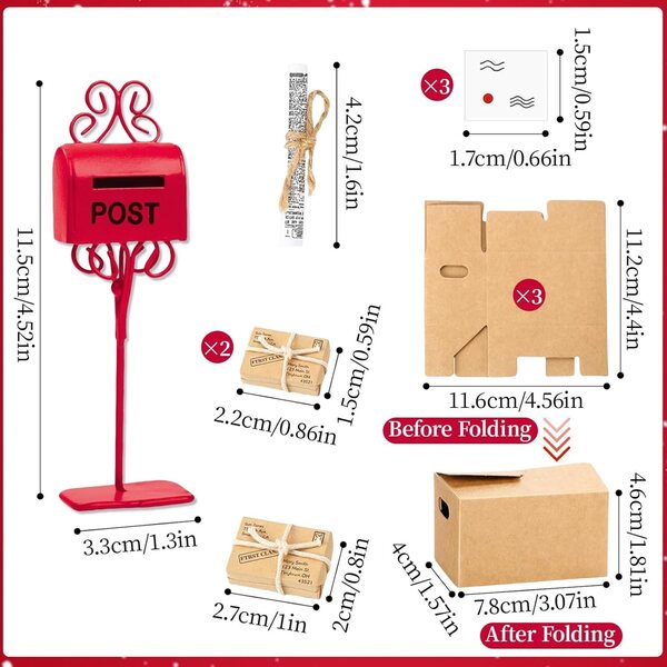 Set 11 scatole postali miniatura Natale per porta folletto e casa delle bambole 1/12