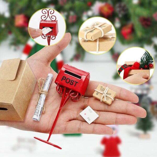 Set 11 scatole postali miniatura Natale per porta folletto e casa delle bambole 1/12